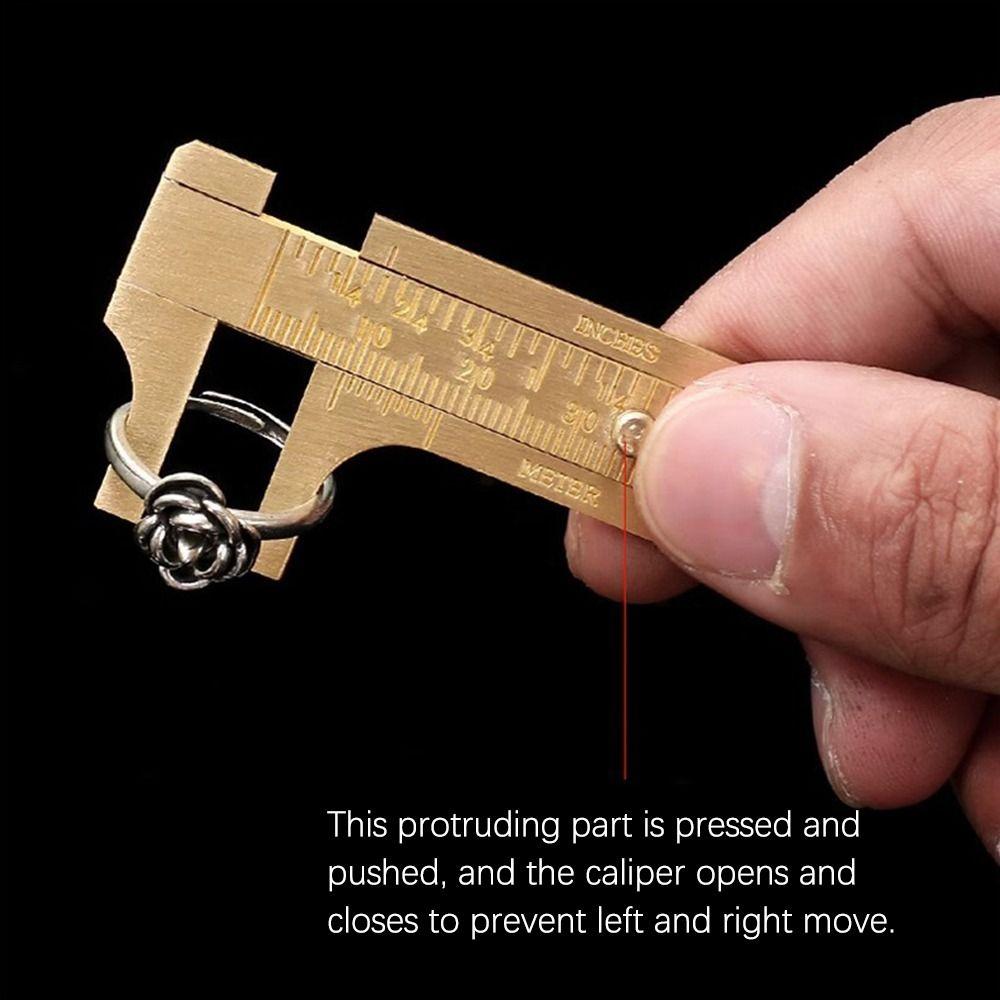 1Pcs Durable 80/100mm Brass Vernier Caliper Pocket Size mm/inch Slide Gauge Ruler with Metric Imperial Scale Mini Measuring Tool