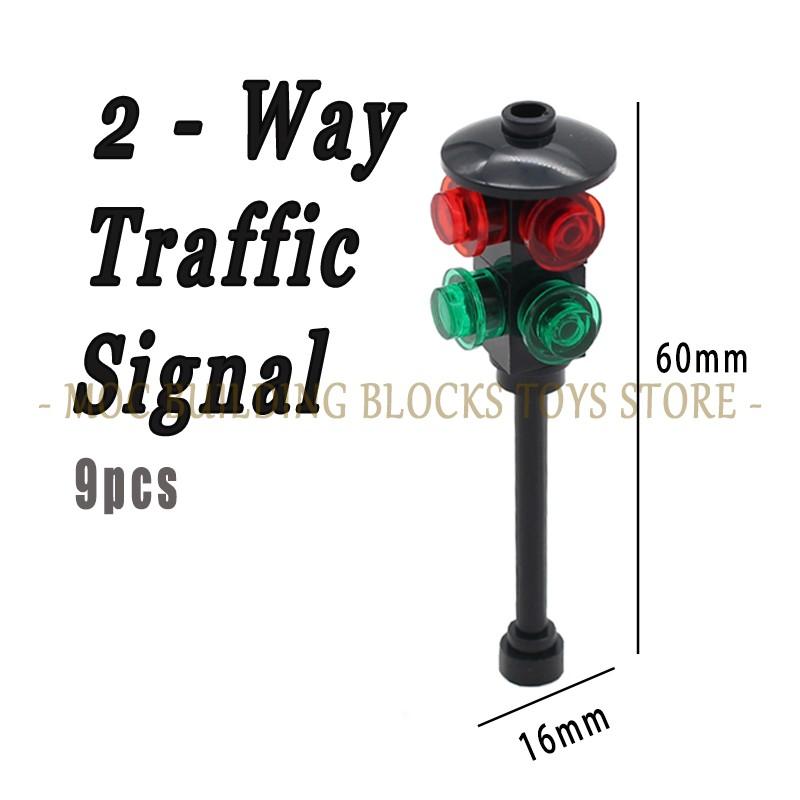 Moc Urban Transportation System Blocks City Traffic Network Signal Lights & Railway Public Building Bricks Creative Design Toys