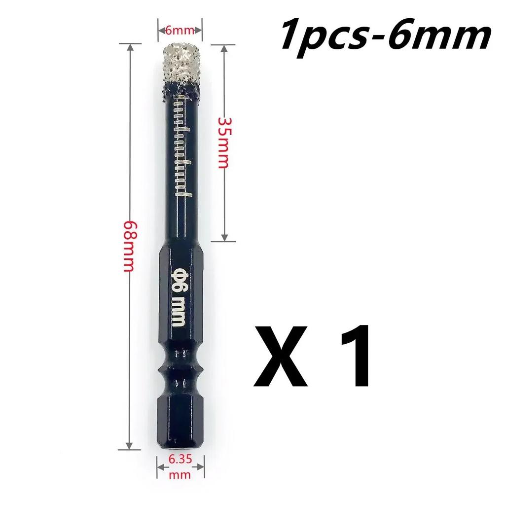 Hexagonal Shank Brazed Dry Diamond Drill Bit 5‑16mm Hole Saw for Granite Porcelain Stone, Professional Sharp Hole Opener Cutter