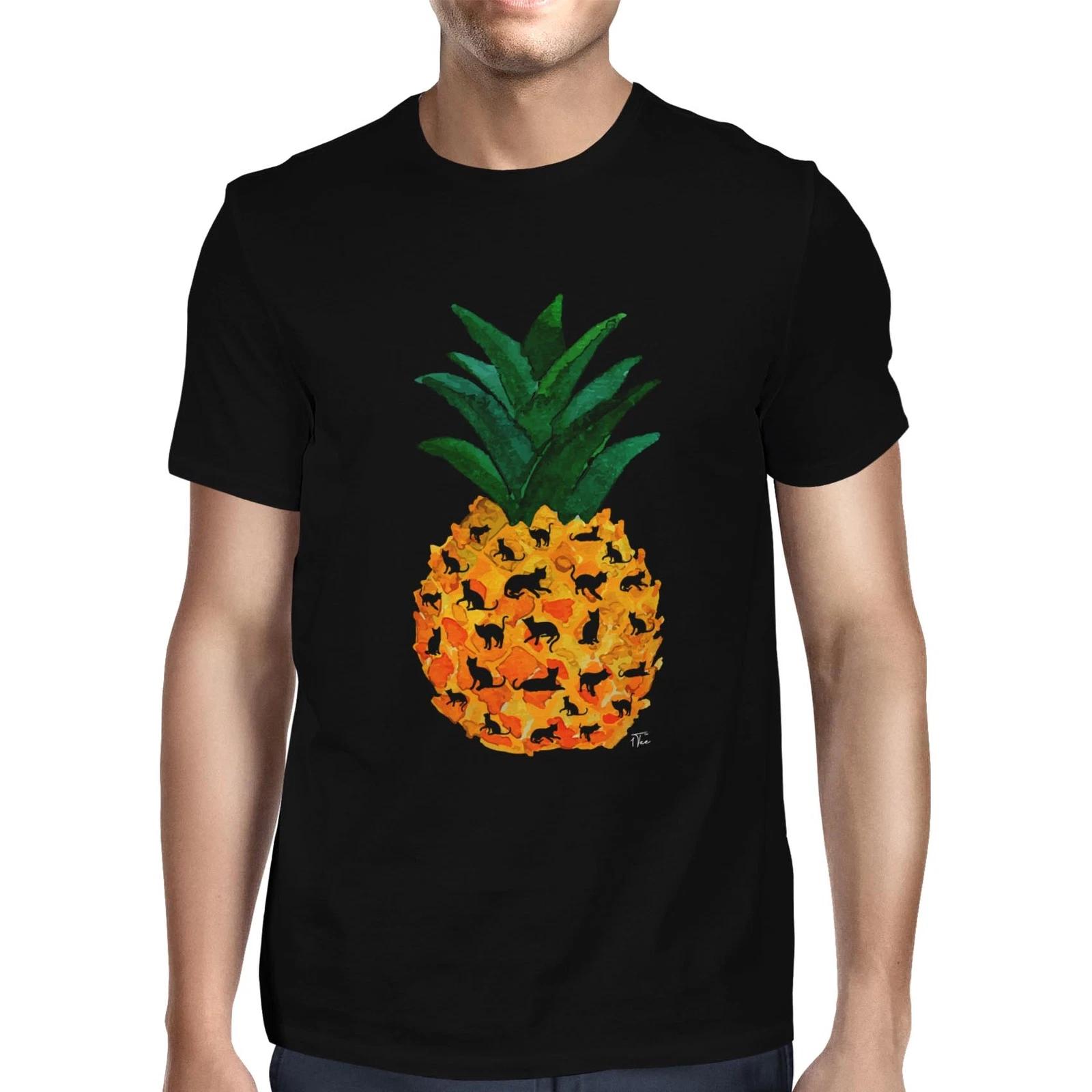 1Tee Mens Pineapple Cat T-Shirt XXL