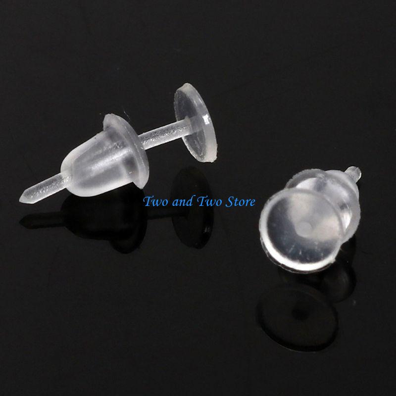 HX6F Creative 100 Set Clear Earrings Ear Studs Piercing Retainers for Women Men