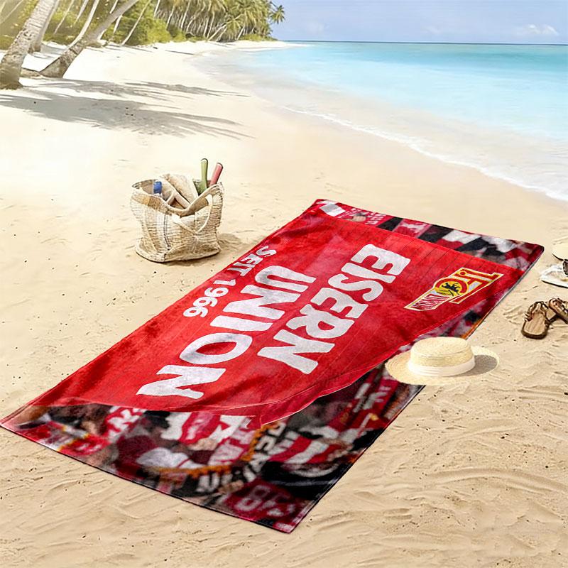 Union Berlin Logo Aufdruck Strandtuch, Großes Weiches Schnelltrocknendes Handtuch für Strand Camping Schwimmen