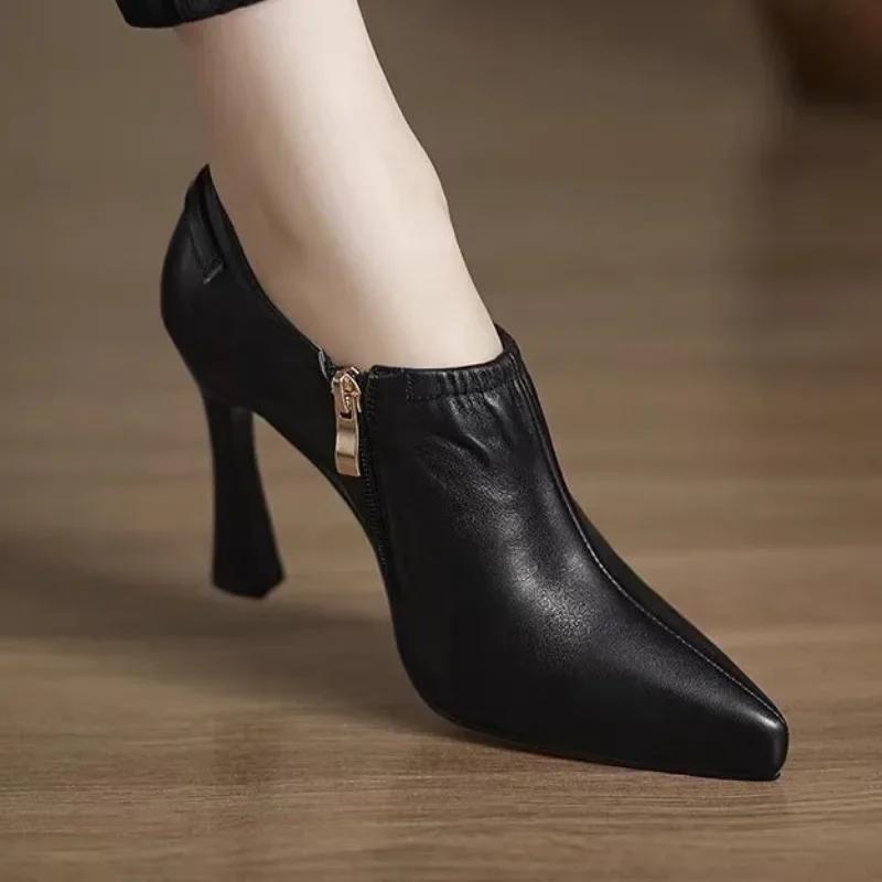 Fashion 2025 High Quality Side Zipper Women's High Heels Fashion Belt Buckle Office and Career Sexy Pointed Toe Heels Women High Heels