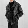 Men's American Retro Faux Leather Motorcycle Jacket - Soft, Short, High-End Feel, Pilot Style for Spring/Autumn