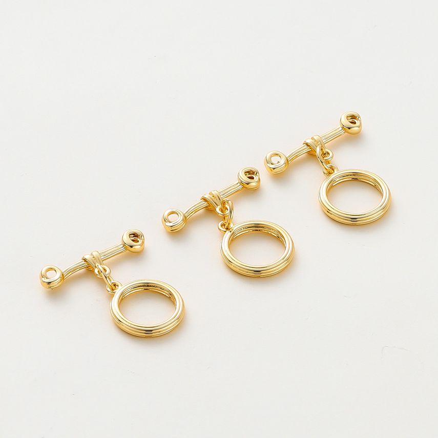 4pcs/lot 14K 18K Gold Color Plated Balance Round OT Buckle Clasps Bracelet End O Toggle Connection ClaspsFor DIY Jewelry Finding