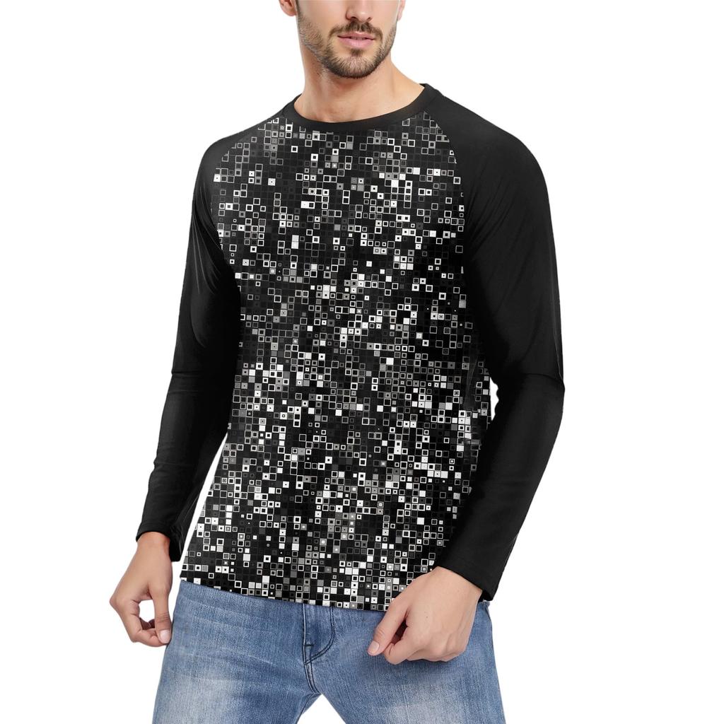 Men's Fashion Printed Raglan Long Sleeve Sports Top