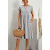 Abito Donna in Cotone Girocollo Manica Corta Linea ad A Ampio Casual Midi Abito Estivo da Sole