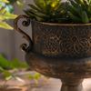Antique Iron Planter Pot Featuring Round Shape And Embossed Pattern For Garden Terraces Home Indoor Outdoor Decoration