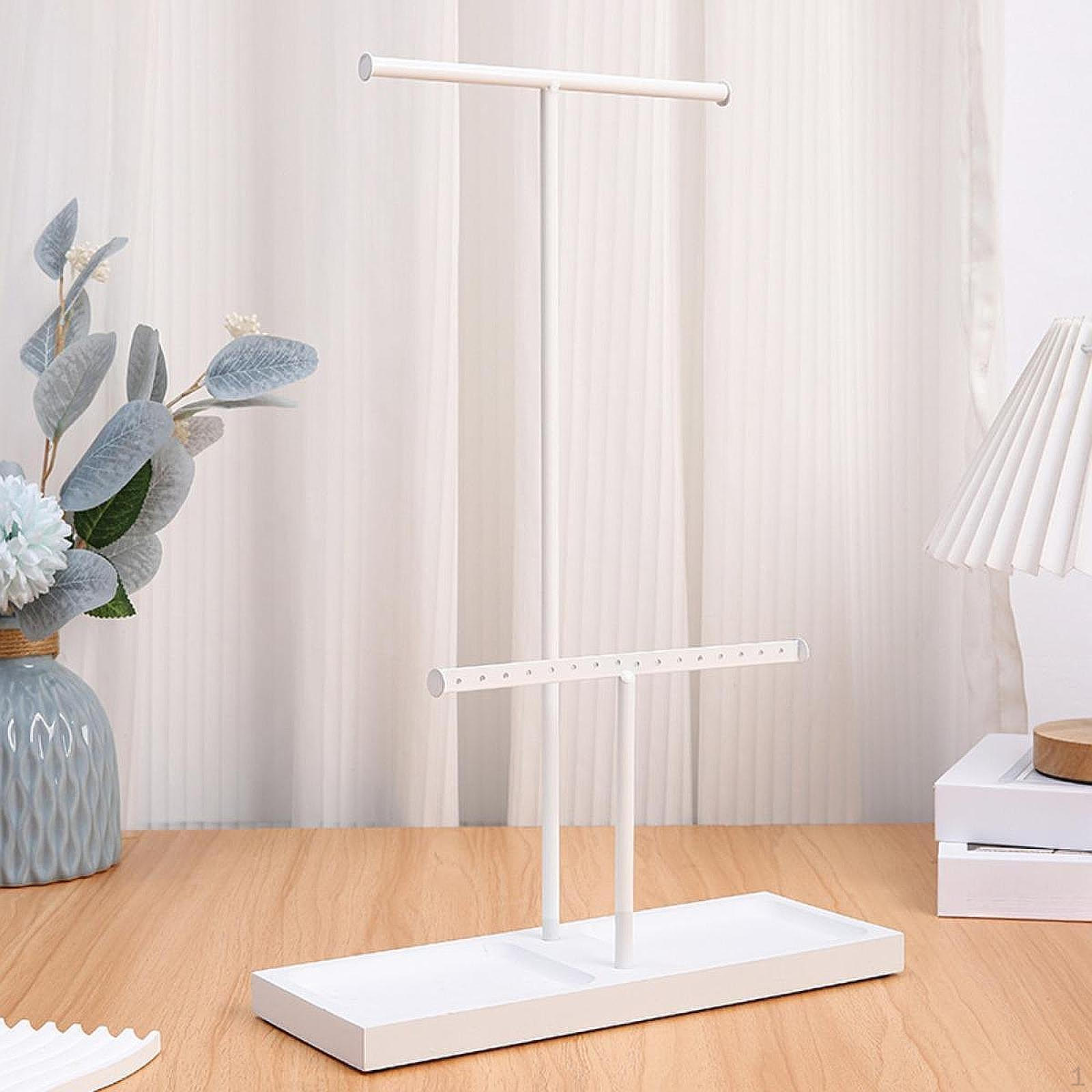 

Органайзер для ювелирных изделий, стойка для демонстрации, устойчивый держатель для ожерелий и сережек из базового металла белый