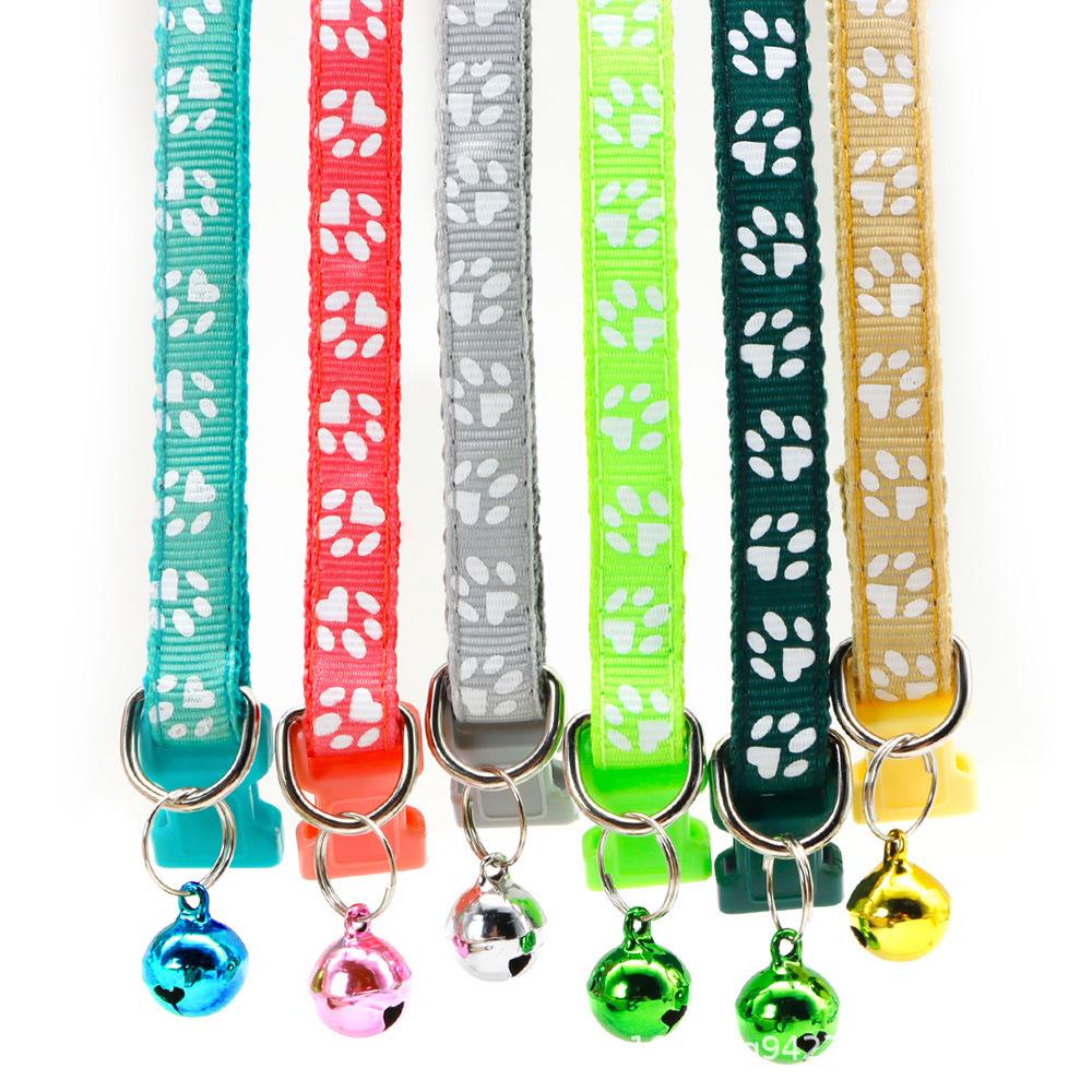 Adjustable Safety Pet Collar with Bell and Dog Paw Pattern for Cats & Dogs
