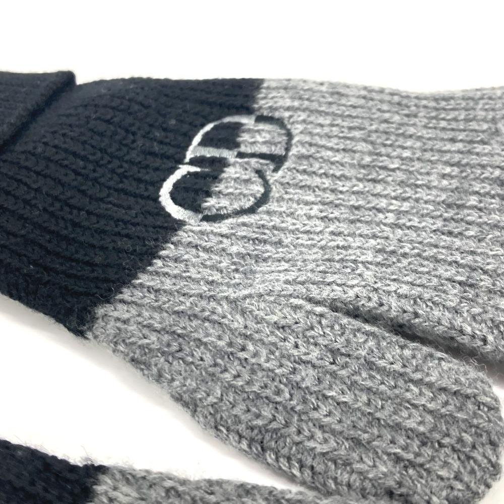 Dior 213MG01AT481 Logo CD Bicolor Accessories Gloves Wool Black/gray