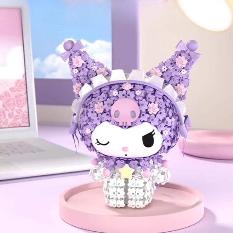 

New Wonder Moon Building Blocks Cartoon Anime Kuromi My Melody Flower Cluster DIY Assembling Toys Girl Birthday Gift no box