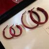 Vintage Red Large Small Circle Hoop Earrings for Women Simple Geometric Round Glossy Huggie Earrings Party Jewelry Gift