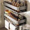 Gunmetal Grey 40cm Double-Layer Punch-Free Kitchen Spice Rack