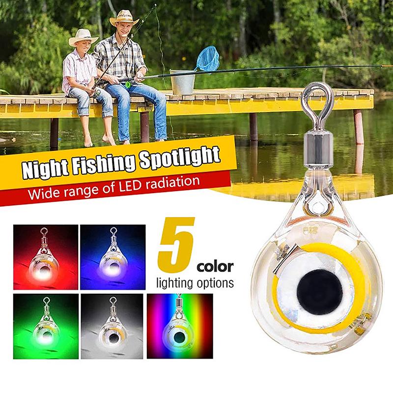1PCS LED Luminous Lure Mini Fishing Light Deep Drop Underwater Eye Shape Squid Fishing Bait Attracting Fish Baitcatcher