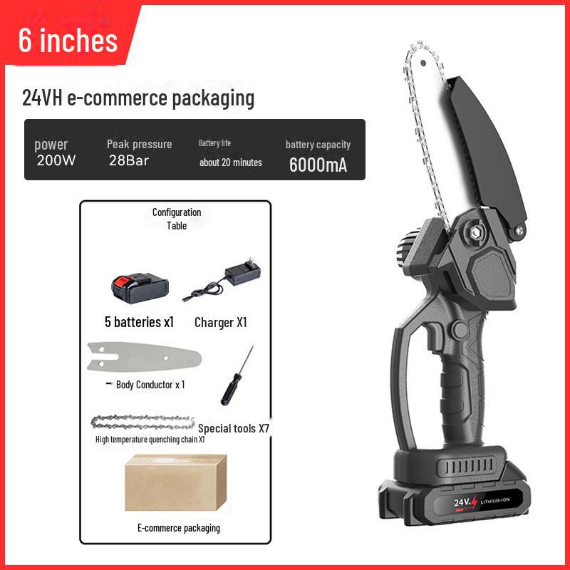 High-Power Rechargeable Handheld Electric Chainsaw for Tree Pruning and Logging