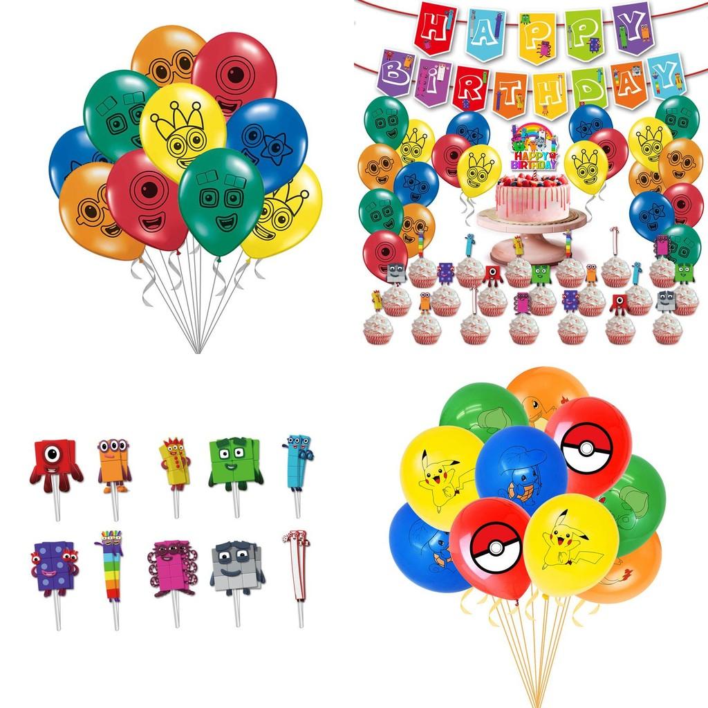 Entzückendes Numberblocks Themen-Ballon-Zugflaggen-Set für festliche Geburtstagsfeiern