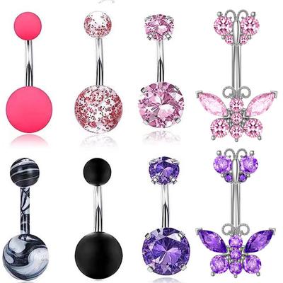 European And American New Zircon Navel Nail Body Piercing Butterfly Navel Ring Piercing Jewelry