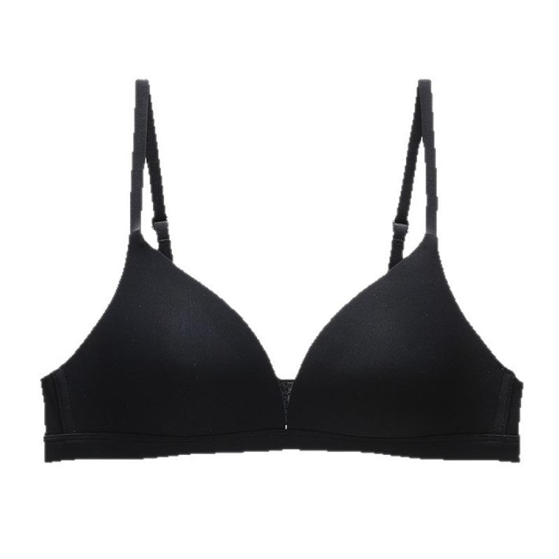 Women Black Seamless Wireless Bra with Smooth Fabric and Adjustable Straps S чёрный