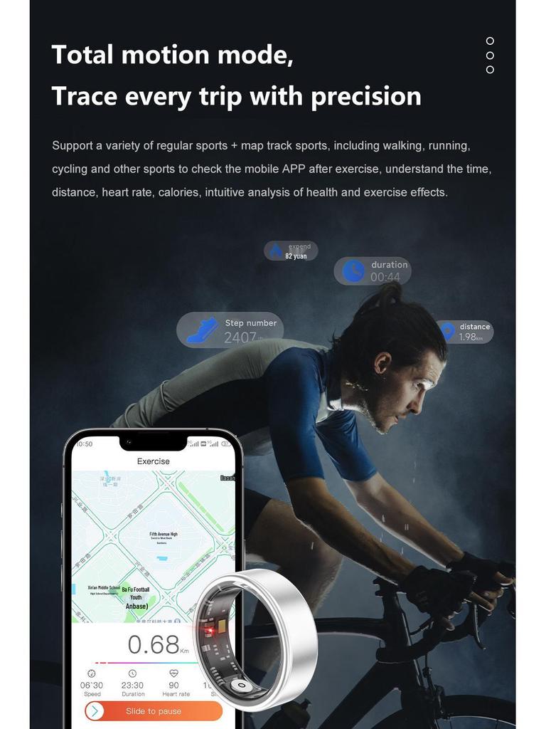 Smart Ring SR06: Waterproof, Blood Oxygen & Sleep Monitoring Bluetooth Wearable for Men and Women