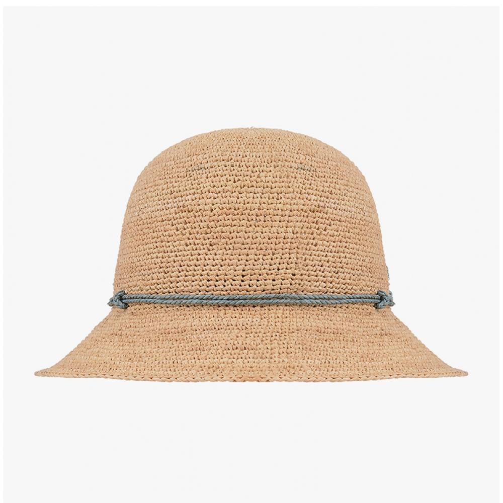 Helen Kaminski Villa 6 Natural Seagrass Metal Logo Cloche Bucket Hat