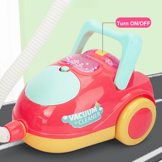 Vacuum Cleaner Toy Exquisite Pretend Play Plastic Boys Girls Electric Cleaning Toy with Light Birthday Gift