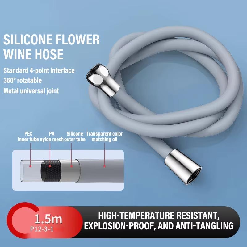 

1.5/2M Bathroom Silicone Shower Tube Bend Arbitrarily Hose Explosion Proof Anti-winding Shower Hose Bathroom Faucet Accessories