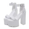 Fashion Summer Sexy 14cm Platform High Heels Buckle Strap Open Toe Sandals Chunky Heel Women Pumps Party Prom Shoes