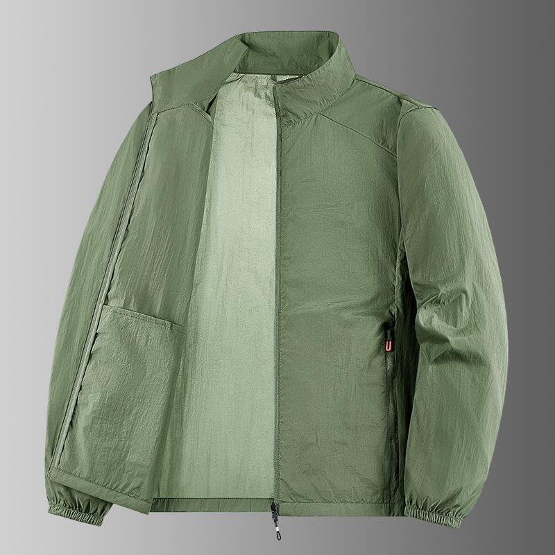 Men's Summer Thin Simple Color Outdoor Loose Large Size Hooded Sunscreen Jacket Jacket
