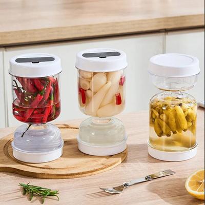 Şeffaf Turşu Kavanozu Sızdırmaz Hava Geçirmez Kimchi Kuru Islak Ayırma Tankı Kum Saati Tasarımı Çatallı Ev Mutfak Turşu Zeytin Salatalık Kabı