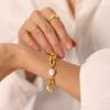 Cuban Hand Bracelet for Woman Girl Pearl Bracelets Turkish Jewelry Gold Plated Stainless Steel Accessories ALN25122212
