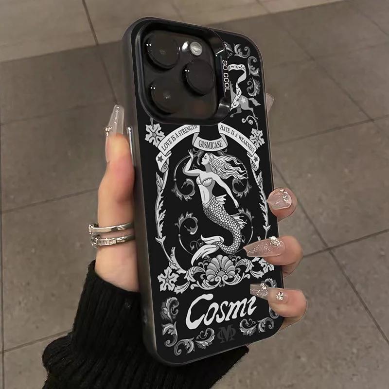 Retro European Cupid Mermaid Phone Case For  14 Cases Mi 13 12 11 Lite 13T 12T Poco M6 X6 X5 F5 Pro Laser Shockproof Cover
