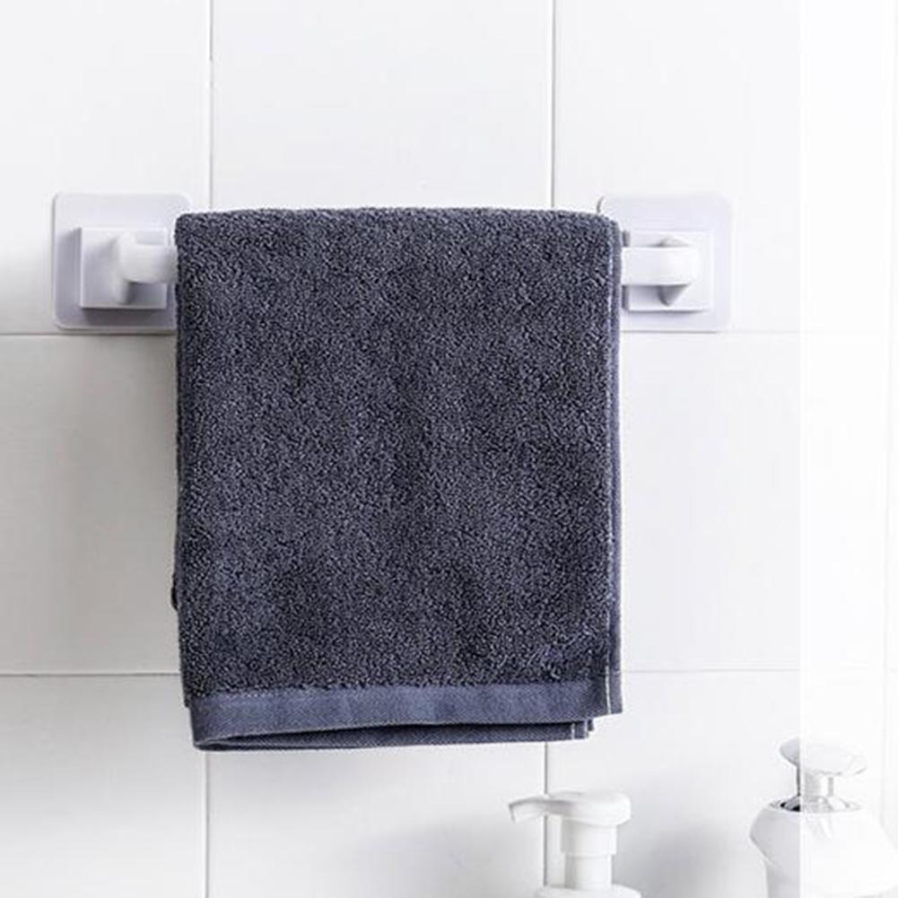 White Black Towel Rack Towel Rod Towel Holder Wall Track Rack Self-adhesive Wall Mounted Bathroom Kitchen Rust Proof Household