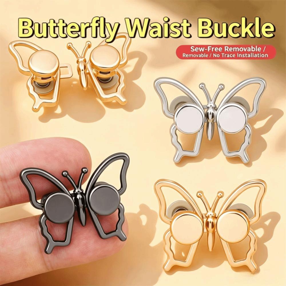 Alloy Butterfly Waist Buckle Butterfly Shape Detachable Clothing Waist Buckle Adjustable No Sew Waist Cinch Buckle Jeans Wear