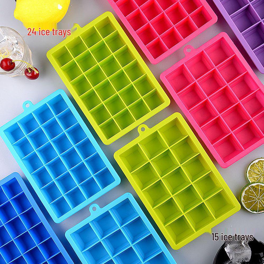 Food Grade 15 & 24 Compartment Square PP Ice Cube Tray Mold 15 Grid without Lid красный