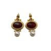 Unique Temperament, Court Style, Retro Red White Agate Earrings, Unique Design, High-End Exaggerated Niche Earrings