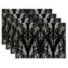 4/6pcs Set of Abstract Elegant Black Lace Floral Pattern Placemats, Seasonal Daily Holiday Decoration, Suitable for Home Kitchen Restaurant Party
