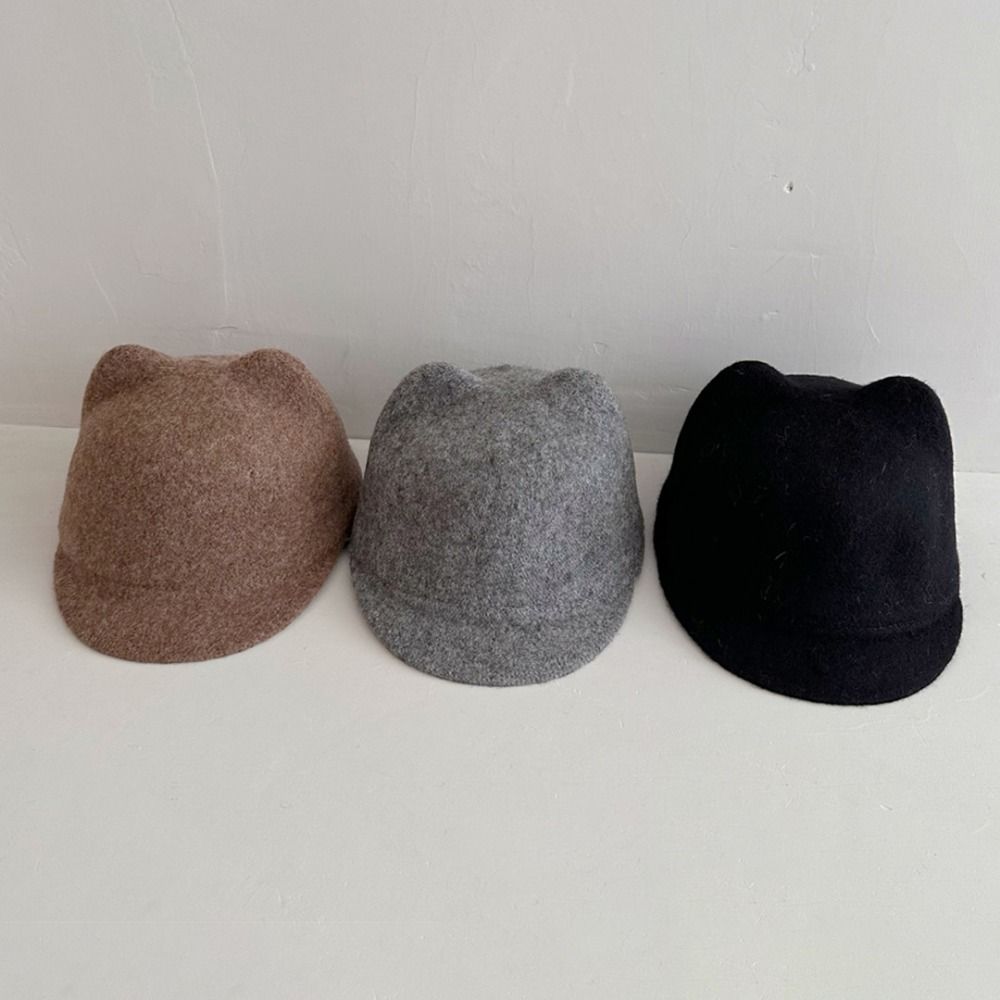 Wool Kids Wool Equestrian Hat Solid Color Kids Sunshade Visors Stylish Baby Knitted Hat  2-6 Year