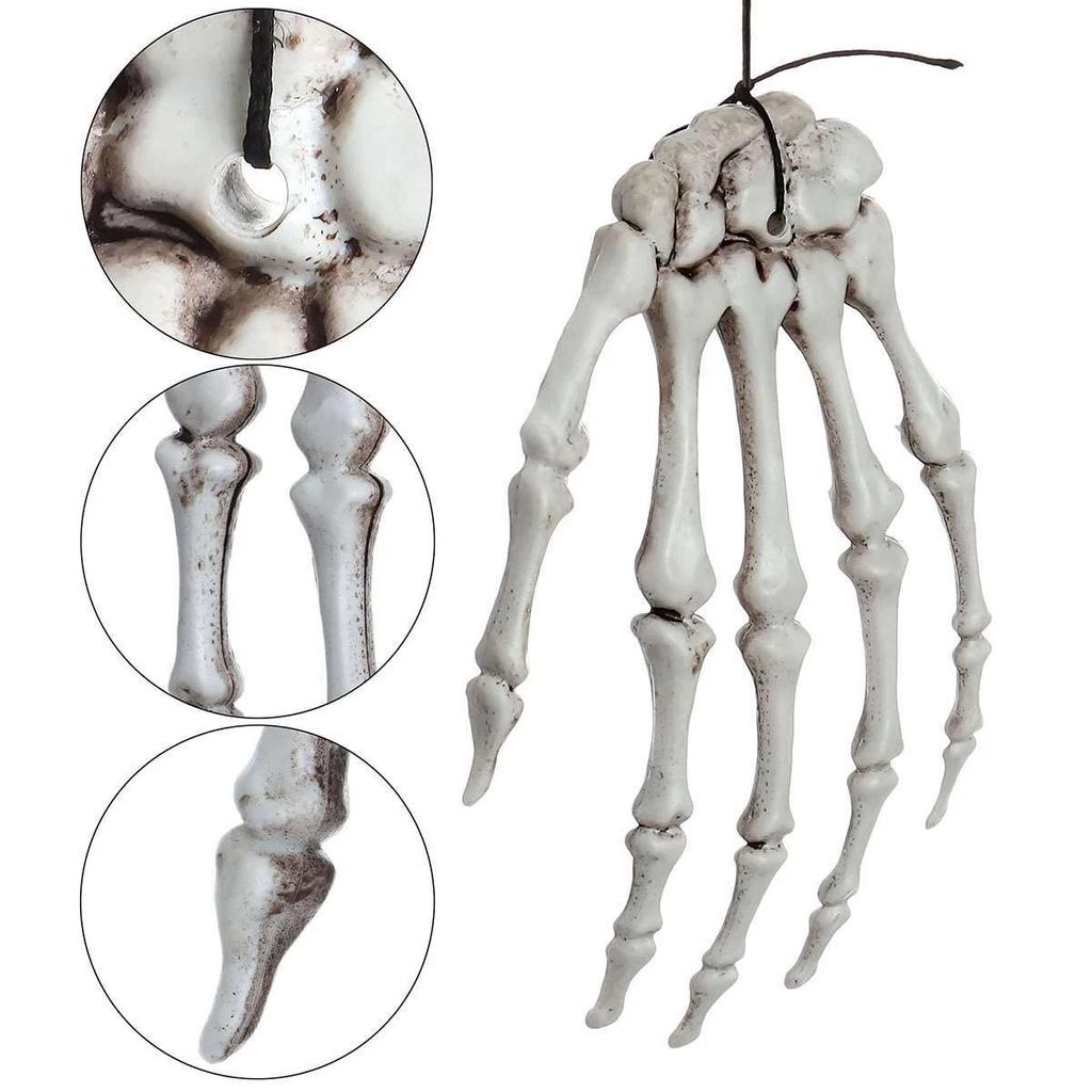 Plastic Skeleton Hands Skull Claws Halloween Mini Bone Hand Prop for Haunted House Bar Escape Room Table Decor Prank Ornament