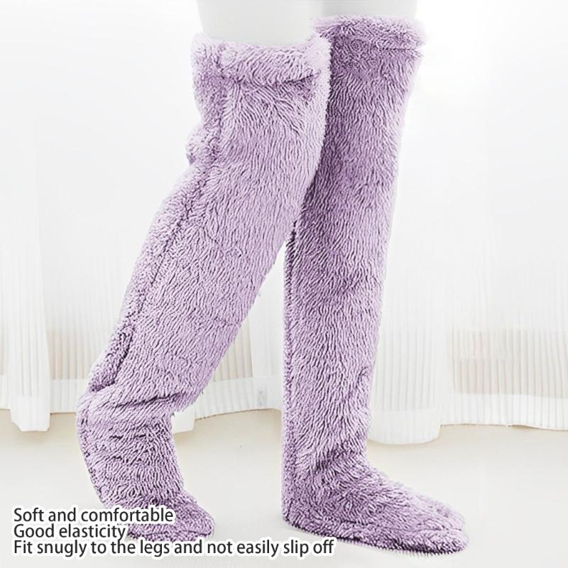 Over Knee Highs Fuzzy Socks Stockings Soft Warm 13 Colors Alternative for Winter and Autumn Cold Weather Heated your Leg