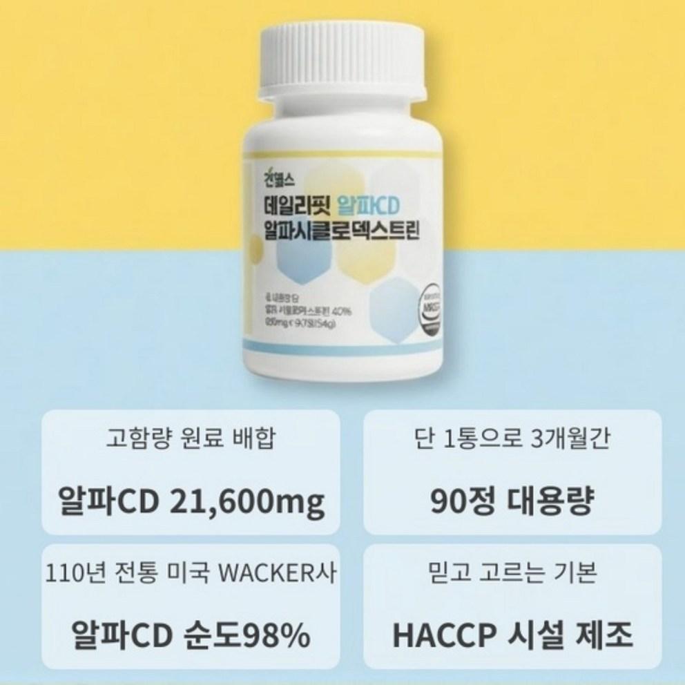 Daily Fit Alpha CD, 100% Authentic HACCP Certified Alpha Cyclodextrin Tablets, 90 Tablets