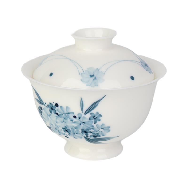 Porcelain Gaiwan Jingdezhen 120ml Hand Painted Chawan Tea Tureen Blue And White High-feet Cup Dehua Teacup Chinese Ceramics Tool