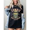 European Size Womens 1pc Vintage Zombie Graphic Tee Casual Round Neck T Shirt Polyester Knit Fabric Regular Length Spring Summer Collection