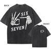 Mens Vintage Oversized Washed TShirt Cotton Stylish Skeleton Hand Casual Tee
