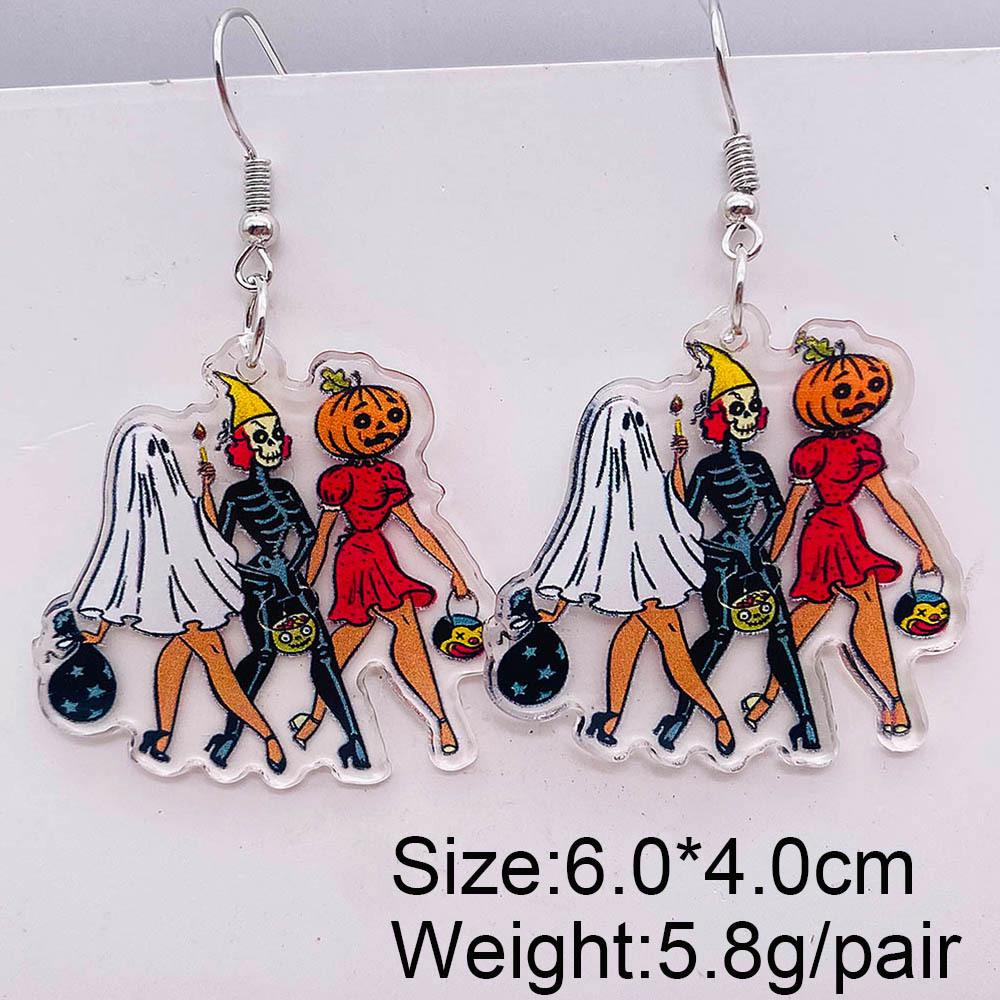 Spooky Halloween Pumpkin Ghost Witch Acrylic Earrings