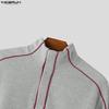 INCERUN Conjuntos de Dos Piezas para Hombre Cuello Alto Manga Larga Costuras Sudaderas Pantalones Largos Conjuntos Deportivos