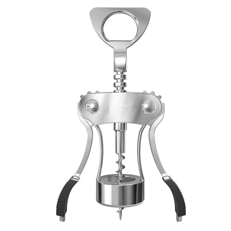 Premium Material Zinc Alloy Rubber Handle Spring Wing Bottle Opener Corkscrew