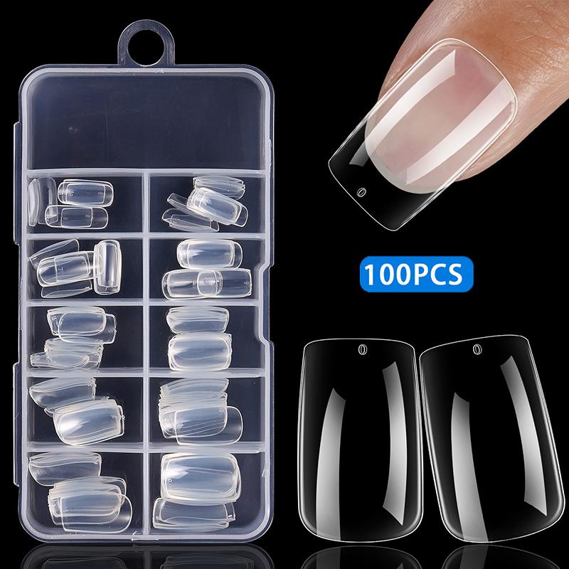 100Pcs/Box Nails No Polishing Press On False Nails Polishing-Free Nail Patch High Transparent Soft Gel Nail Tips For Extension