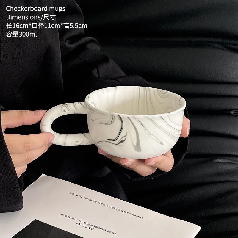 Ink Cup Ripple Water Ripple Ceramic Coffee Cup Household Water Cups Creative Flowing Cloud Ink Makeup Cups Kitchen Drinkware Mug 300ML