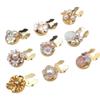 1PC Rhinestone Pearl Flower Button Covers DIY Accessories Golden Base Pearl Round Shirt Buckle Handwoven Alloy